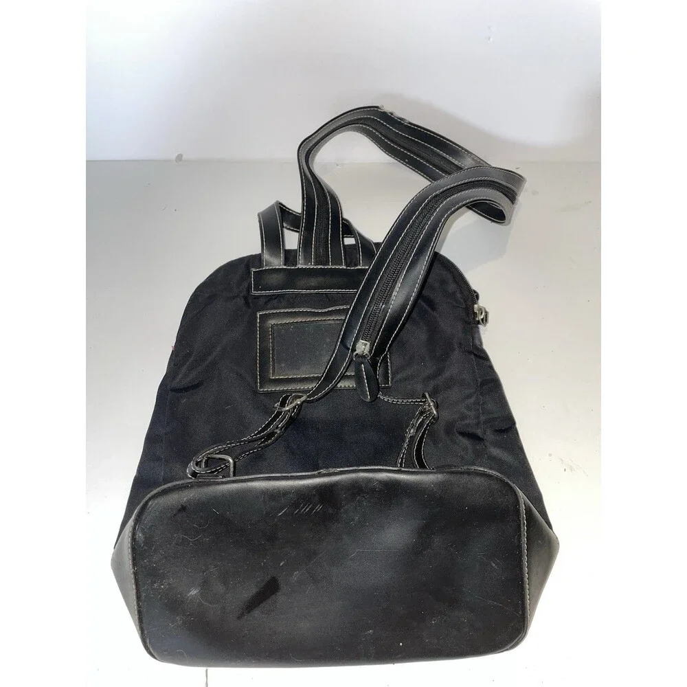 Etienne Aigner Vintage Black Nylon Backpack - Leather Trim - Convertible Sling